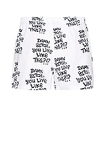 Sky High Farm Workwear Ally Bo All Over Printed Boxer Short in WHITE, view 2, click to view large image.