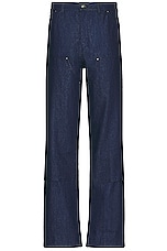 Sky High Farm Workwear Unisex Denim Double Knee Work Pant Woven in BLUE, view 1, click to view large image.