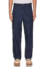 Sky High Farm Workwear Unisex Denim Double Knee Work Pant Woven in BLUE, view 4, click to view large image.