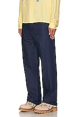 Sky High Farm Workwear Unisex Denim Double Knee Work Pant Woven in BLUE, view 5, click to view large image.