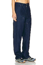 Sky High Farm Workwear Unisex Denim Double Knee Work Pant Woven in BLUE, view 2, click to view large image.
