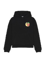 Sky High Farm Workwear Unisex Ally Bo Perennials Printed Hoodie Knit in BLACK, view 2, click to view large image.