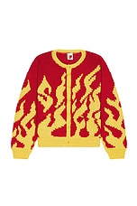Sky High Farm Workwear Flame Hand Knit Cardigan in Red, view 1, click to view large image.