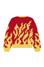 Sky High Farm Workwear Flame Hand Knit Cardigan in Red, view 2, click to view large image.