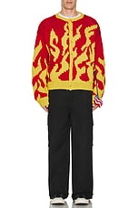 Sky High Farm Workwear Flame Hand Knit Cardigan in Red, view 4, click to view large image.