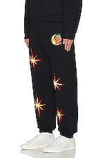 Sky High Farm Workwear Unisex Ally Bo Perennials Printed Sweatpants K in BLACK, view 4, click to view large image.