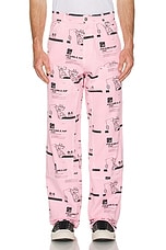 Sky High Farm Workwear Insulation Print Double Knee Pants in Pink, view 6, click to view large image.