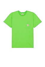 Sky High Farm Workwear Unisex Logo Label T-shirt Knit in GREEN, view 1, click to view large image.