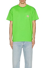 Sky High Farm Workwear Unisex Logo Label T-shirt Knit in GREEN, view 4, click to view large image.