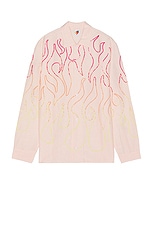 Sky High Farm Workwear Flame Embroidered Shirt in Pink, view 1, click to view large image.