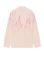 Sky High Farm Workwear Flame Embroidered Shirt in Pink, view 2, click to view large image.