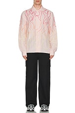 Sky High Farm Workwear Flame Embroidered Shirt in Pink, view 5, click to view large image.