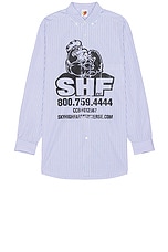 Sky High Farm Workwear Chicken Button Down Shirt in Blue, view 1, click to view large image.