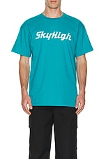 Sky High Farm Workwear Construction Graphic Logo #1 T Shirt in Teal, view 3, click to view large image.