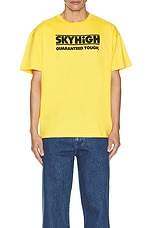 Sky High Farm Workwear Construction Graphic Logo #2 T Shirt in Yellow, view 3, click to view large image.