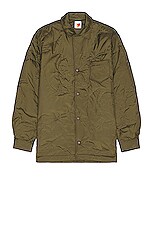 Sky High Farm Workwear Unisex Heidi Bivens Logo Quilted Shirt Woven in GREEN, view 1, click to view large image.