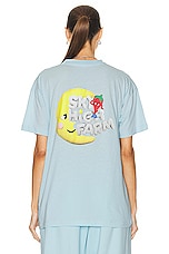 Sky High Farm Workwear Unisex Perennial Shana Graphic T-shirt Knit in BLUE, view 3, click to view large image.