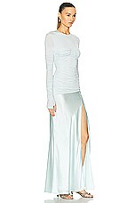 SIR. Alessia Draped Gown in Ice Blue, view 2, click to view large image.