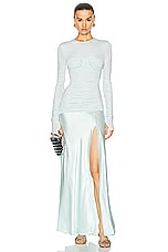SIR. Alessia Draped Gown in Ice Blue, view 5, click to view large image.