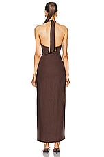 SIR. Affogato Halter Midi Dress in Chocolate, view 4, click to view large image.