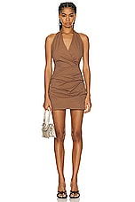 SIR. Alba Halter Mini Dress in Mocha, view 1, click to view large image.
