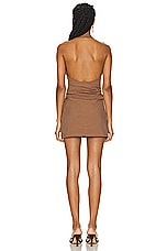SIR. Alba Halter Mini Dress in Mocha, view 3, click to view large image.