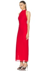 SIR. Jacques Mesh Halter Midi Dress in Pomelo, view 3, click to view large image.