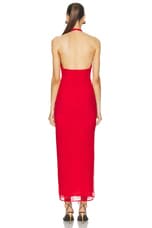 SIR. Jacques Mesh Halter Midi Dress in Pomelo, view 4, click to view large image.