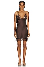 SIR. Aries Halter Mini Dress in Chocolate, view 1, click to view large image.