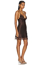 SIR. Aries Halter Mini Dress in Chocolate, view 2, click to view large image.