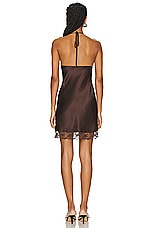 SIR. Aries Halter Mini Dress in Chocolate, view 3, click to view large image.