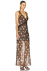 SIR. Avellino Lace Layered Dress in Chocolate Fiore Print, view 2, click to view large image.