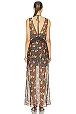 SIR. Avellino Lace Layered Dress in Chocolate Fiore Print, view 3, click to view large image.
