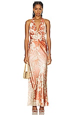 SIR. Como Twist Midi Dress in Paradiso Print, view 1, click to view large image.