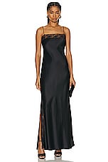 SIR. Aries Lace Slip Dress in Black, view 1, click to view large image.