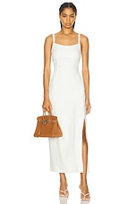 SIR. Primrose Ruched Midi Dress in Ivory, view 1, click to view large image.