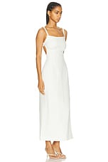 SIR. Primrose Ruched Midi Dress in Ivory, view 2, click to view large image.