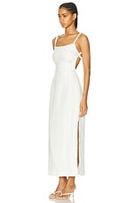 SIR. Primrose Ruched Midi Dress in Ivory, view 3, click to view large image.