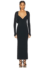SIR. Helena Long Sleeve Midi Dress in Black, view 1, click to view large image.