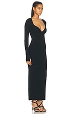 SIR. Helena Long Sleeve Midi Dress in Black, view 2, click to view large image.