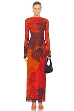 SIR. Libertine Cut Out Midi Dress in Wren Print, view 1, click to view large image.