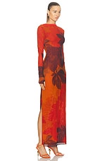 SIR. Libertine Cut Out Midi Dress in Wren Print, view 2, click to view large image.