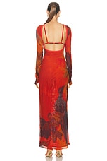 SIR. Libertine Cut Out Midi Dress in Wren Print, view 3, click to view large image.