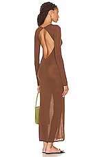 SIR. Eva Knit Midi Dress in Chocolate, view 1, click to view large image.