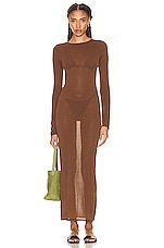 SIR. Eva Knit Midi Dress in Chocolate, view 2, click to view large image.