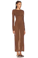 SIR. Eva Knit Midi Dress in Chocolate, view 3, click to view large image.
