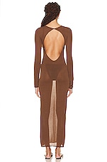 SIR. Eva Knit Midi Dress in Chocolate, view 4, click to view large image.