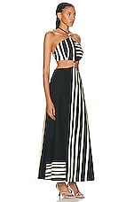 SIR. Linocut Beaded Halter Maxi Dress in Ligne, view 2, click to view large image.
