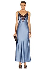 SIR. Danseurs Lace Slip Dress in Bleue, view 1, click to view large image.