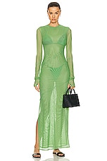 SIR. Jacques Mesh Panelled Midi Dress in Apple, view 1, click to view large image.